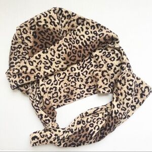 Leopard Print Hat and Attached Scarf